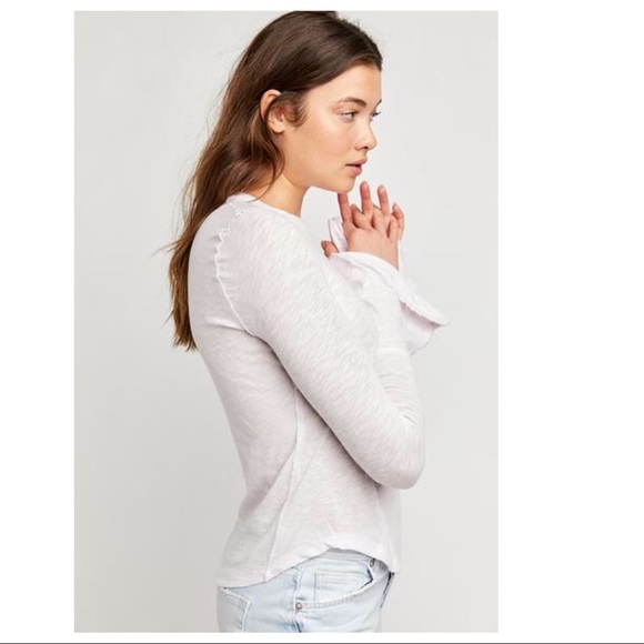 FREE PEOPLE BOHO TOP PASTEL LILAC PULLOVER KNIT COTTON TEE A2C - Picture 2 of 16